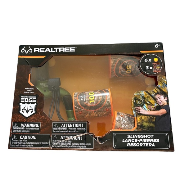 Realtree Slingshot Toy with 6 Foam Balls and 3 Plastic Cans Set Play - Picture 1 of 3